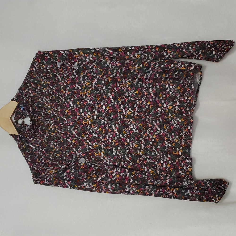 Draper James RSVP Smocked Colorful Floral Neckline Top Size XL